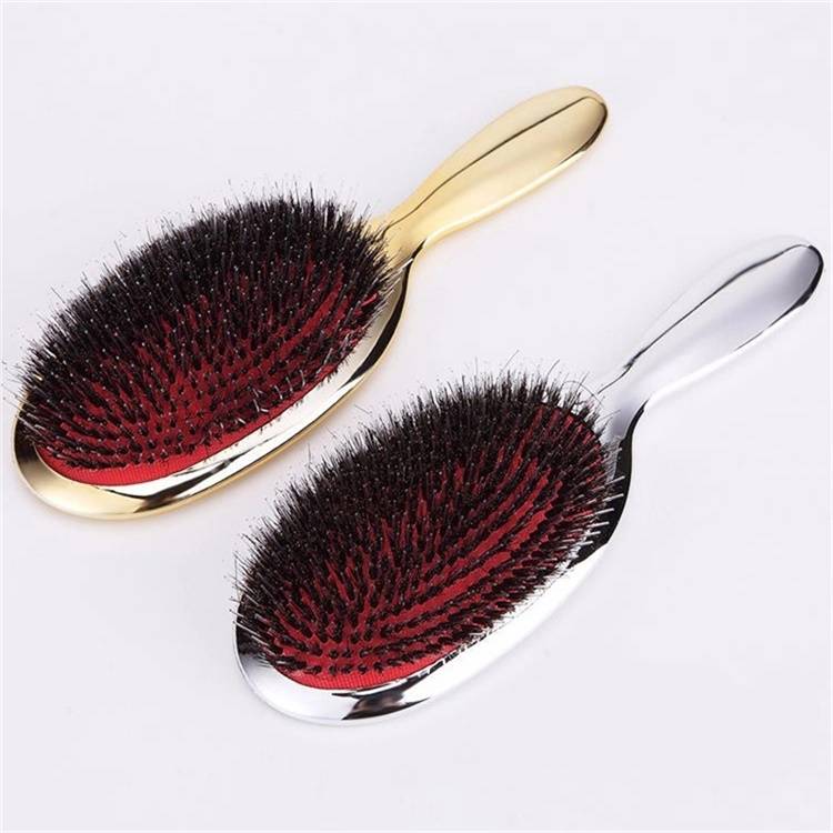 Plating Mirror Oval Air Cushion Paddle Massage Boar Bristle Nylon Detangling Hairbrush Anti-static Afro Pick Comb